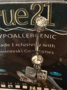 Rue21 Silver Dangle Belly Ring with silver dice